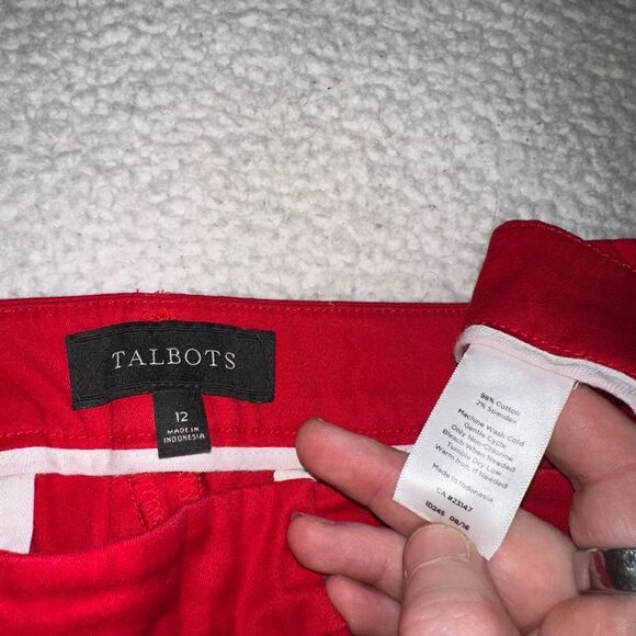 Talbots Women’s Chino Tapered Pants Solid Red Lace Up Ankle Detail 12 EUC - Picture 6 of 11